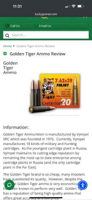 Golden tiger 7.62x39 hollow point 