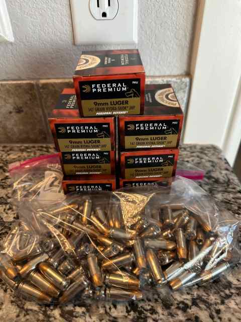 146gr 9mm Federal hydrashok ammo 240rds