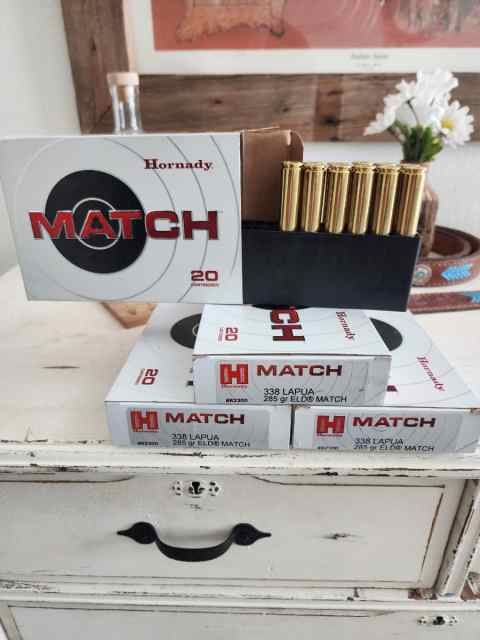 3.5 boxes of Hornady 338 Lapua 285 grain match 