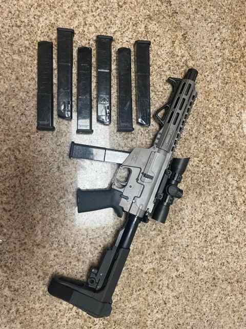 Freedom Ordnance FX-9 w/ 7 mags, SBA3 brace, +