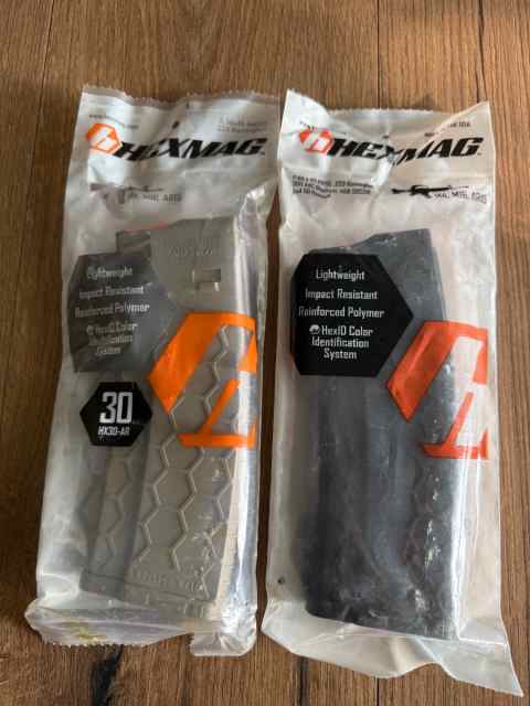 Hexmag HX30 AR-15 mags (black and FDE, new in pack