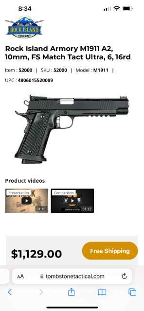 M1911 A2 10mm Match Tac