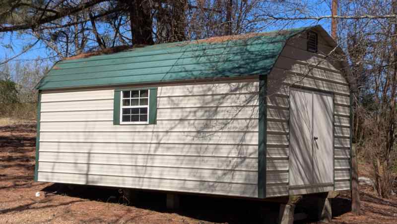 Barn style metal clad storage shed