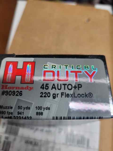 45acp 220 gr Hornady Critical Duty