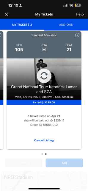 Concert tickets 