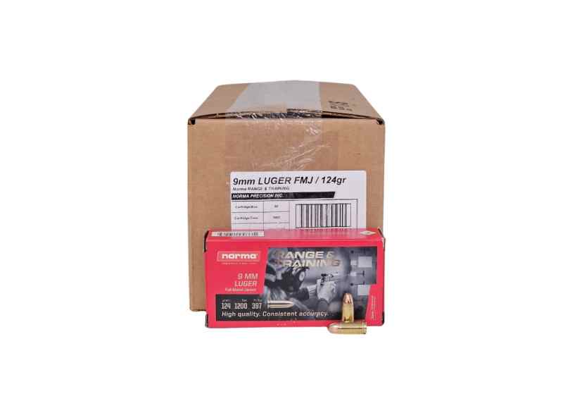 Norma 9mm 124 grain FMJ - 1,500 rds case .24 cpr