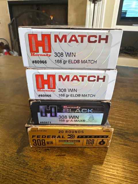 3.5 boxes of Hornady 308 WIN match ammo 168 gr