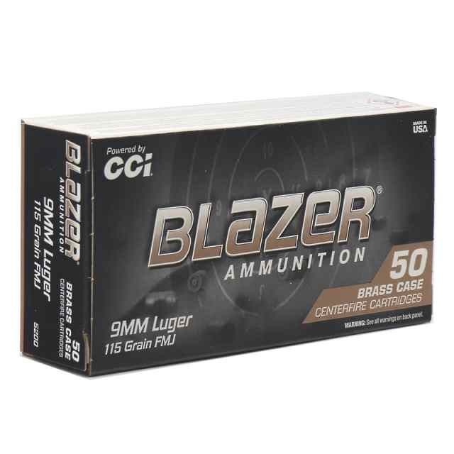 Blazer 9mm Ammo 115 Grain FMJ Brass