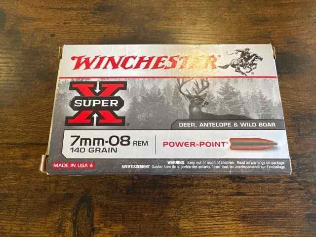 Box of Winchester 7mm-08 rem ammo 140 grain