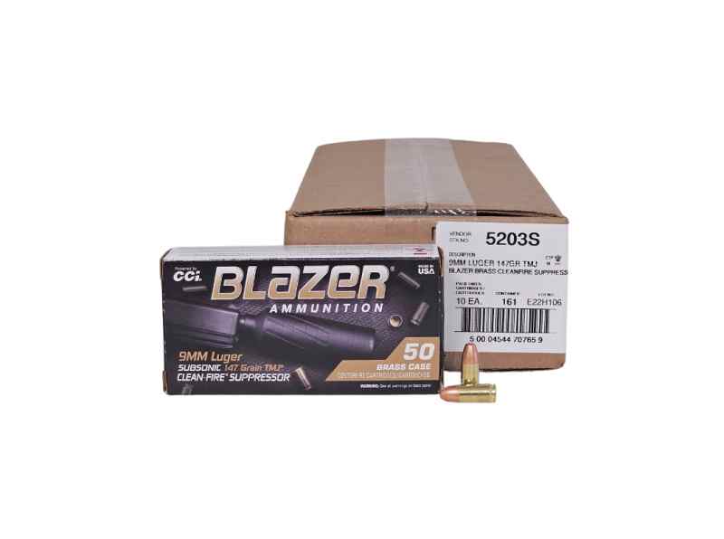 CCI suppressor 9mm 147 grain TMJ-FN 1000 rds case