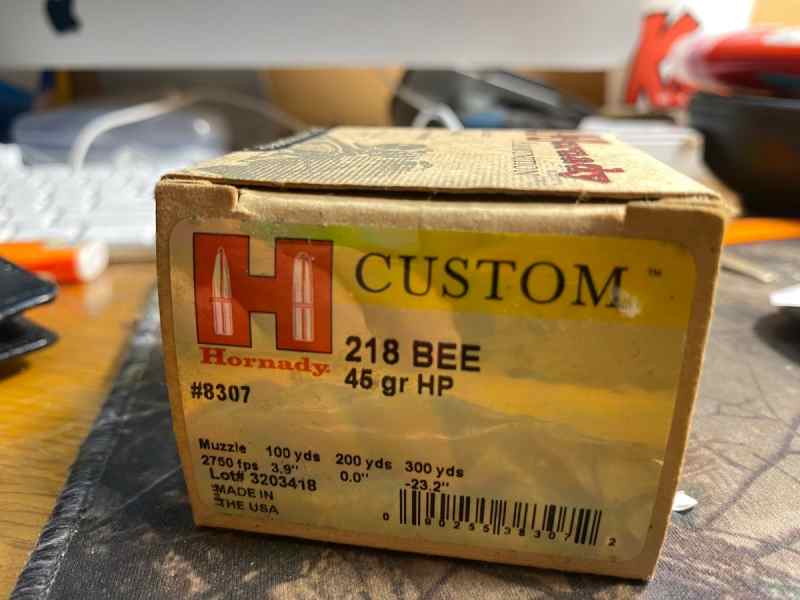 Hornady, Federal, Winchester 218 bee , 30-06 Ammo 