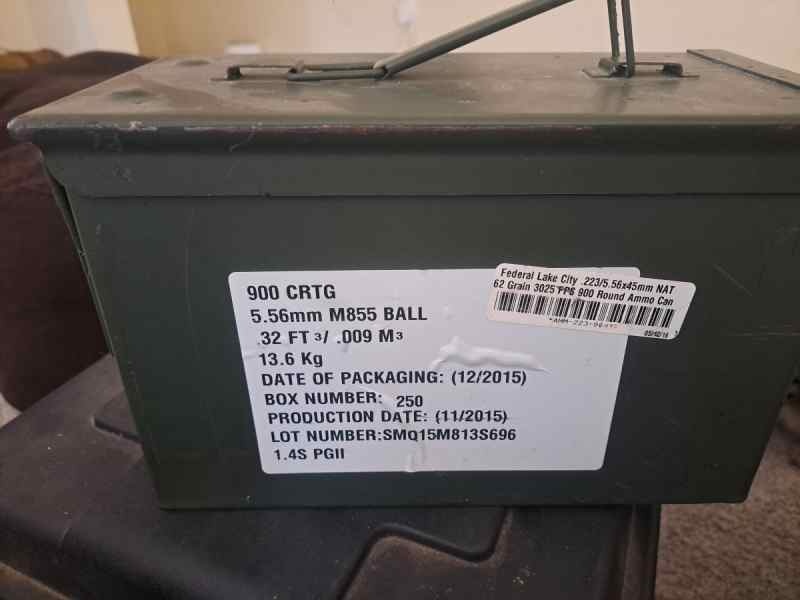 900 rnds .223/5.56 NATO Green Tip Ammo Can