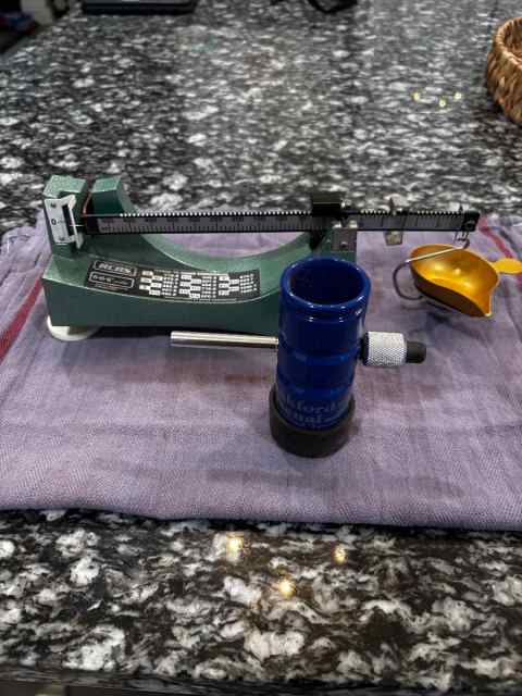 RCBS scale and Frankford trickler