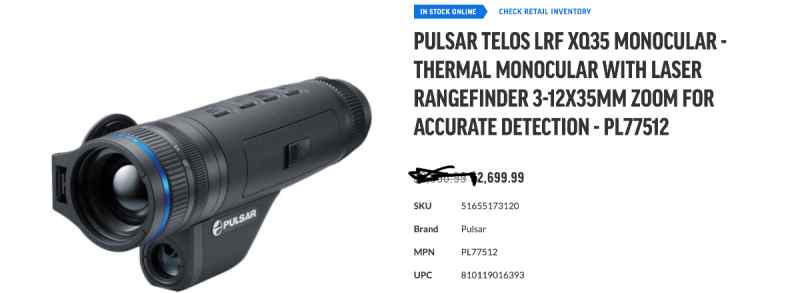 Pulsar Telos 2-12 LRF xq35 NEW!!!!