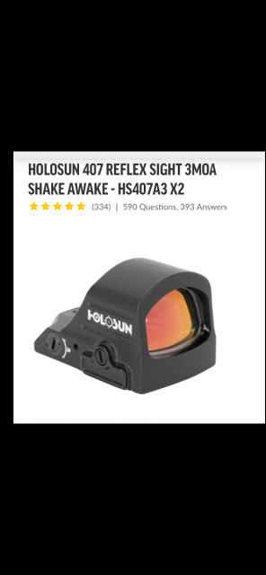 NIB Holosun 407A3 Red Dot 3moa