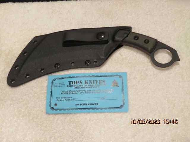 TOPS  Karambit Fixed Blade 1095 Tactical Knife 