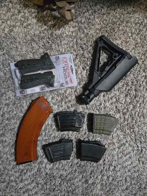 WTS parts lot, russian mag, beretta grips, ak stoc